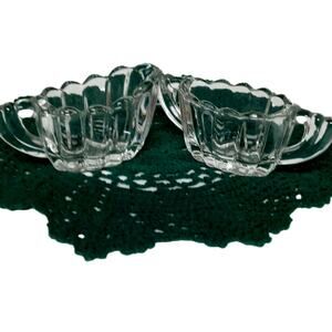 Heisey Crystolite Creamer & Sugar Bowl Set Vintage Clear Glass Ribbed Pattern